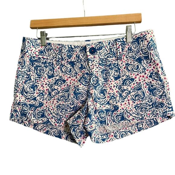Lilly Pulitzer The Walsh Shorts Size 6 Pink Blue White Starfish Print Preppy - Picture 1 of 10